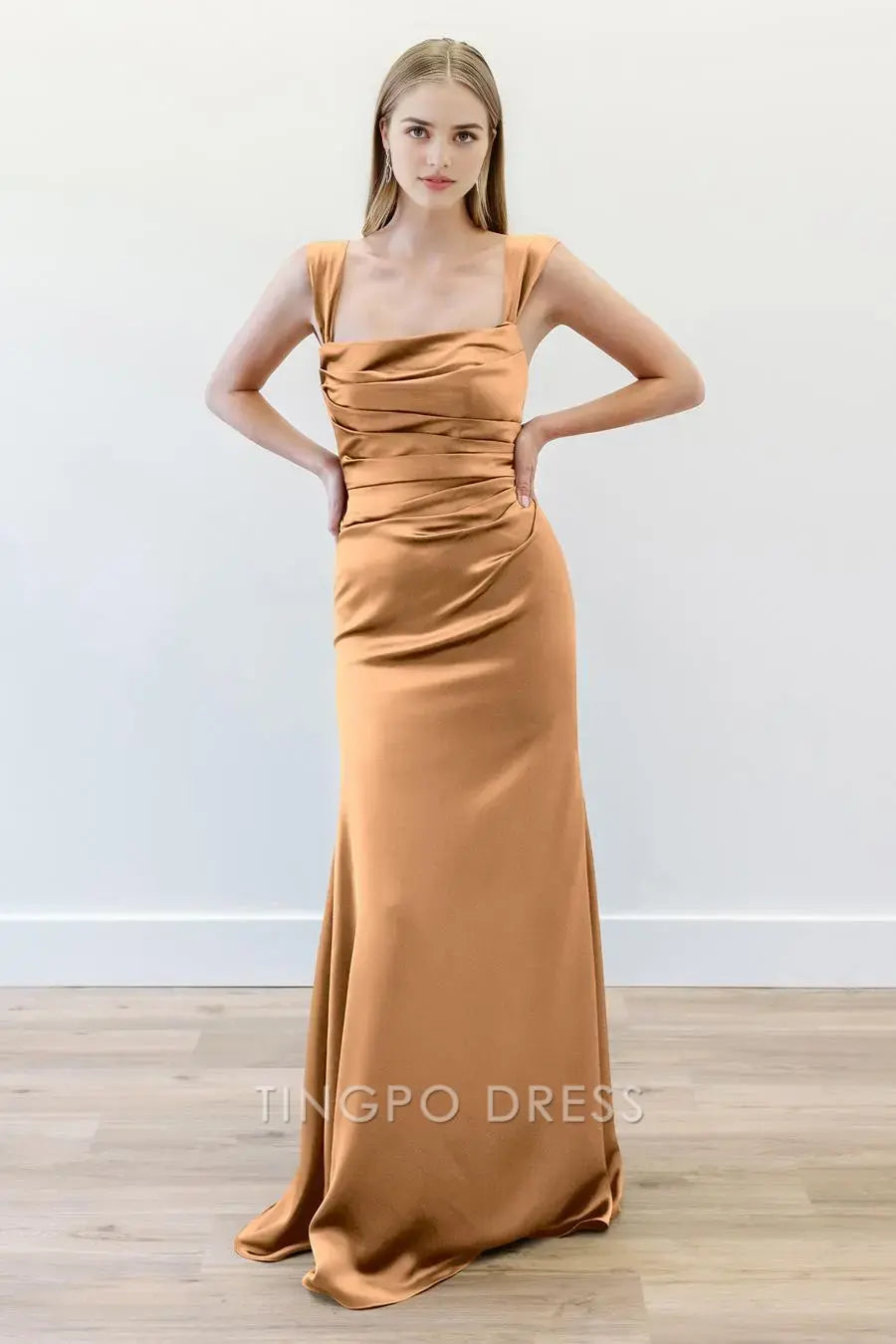 TingPo Wholesale Elegant Straight tube backless tight zipper straight tube dress floor length skirt formal women's dress